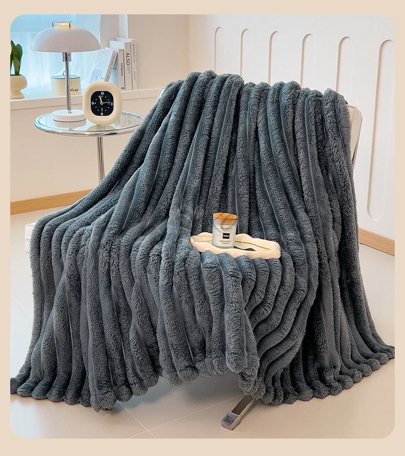 Thea Wide-Stripe Flannel Throw