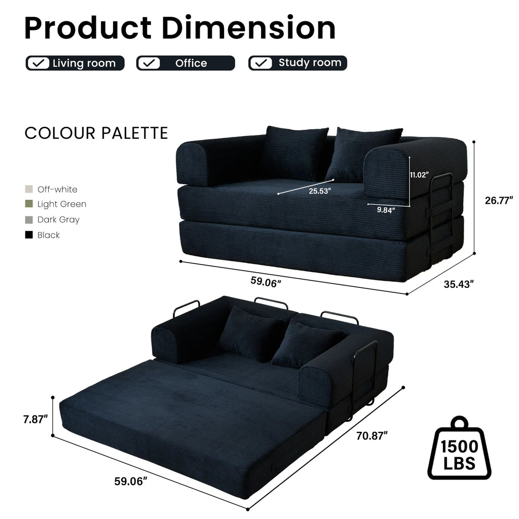 Milo Corduroy Convertible Loveseat