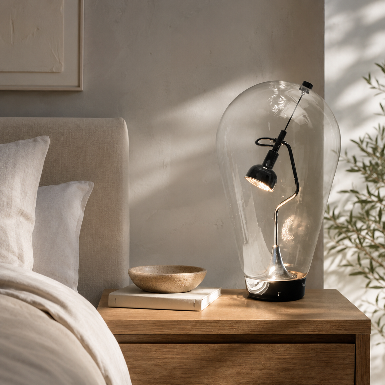 Aurelia Glass Table Lamp in a modern home interior