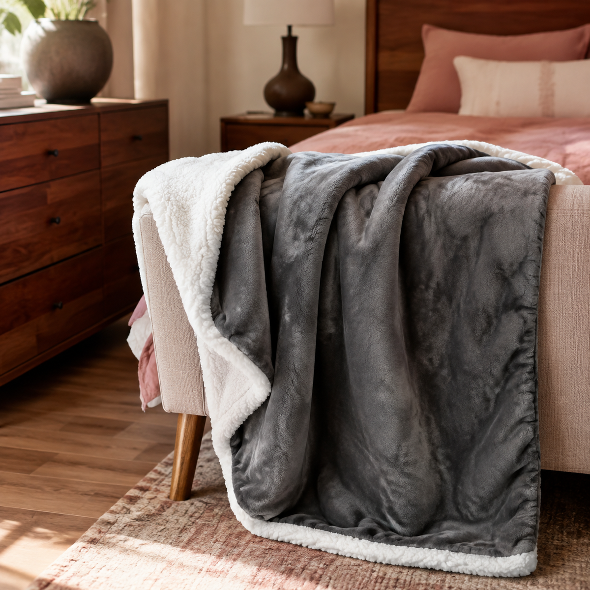 Avery Reversible Sherpa Throw — Vale & Lume lifestyle