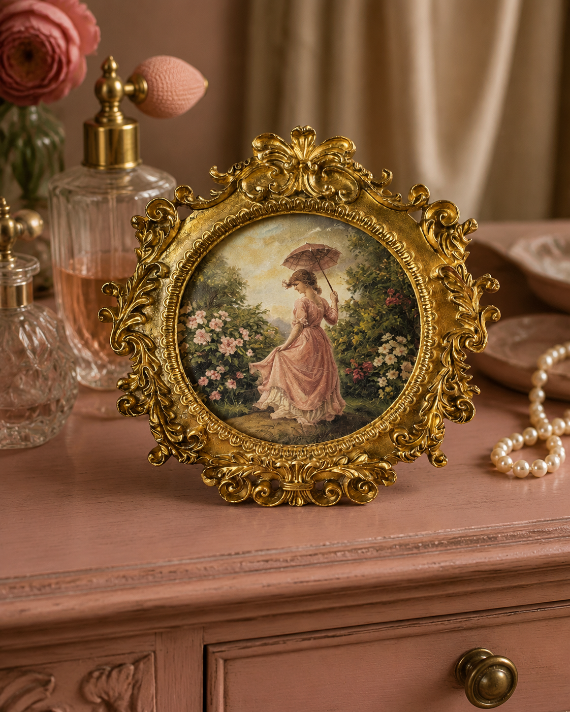 Beatrix Vintage Ornate Picture Frame styled in a warm Vale & Lume interior