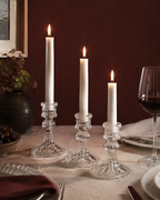 Clara Glass Candleholder Trio styled in a warm Vale & Lume interior