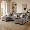 Ellery gray sectional sofa in a warm Vale & Lume living room