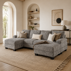 Ellery gray sectional sofa in a warm Vale & Lume living room