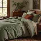 Elodie French Linen Duvet Cover in a cozy Vale & Lume interior
