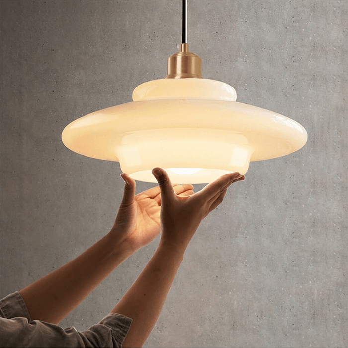 White Glass Pendant Light — product detail view 1