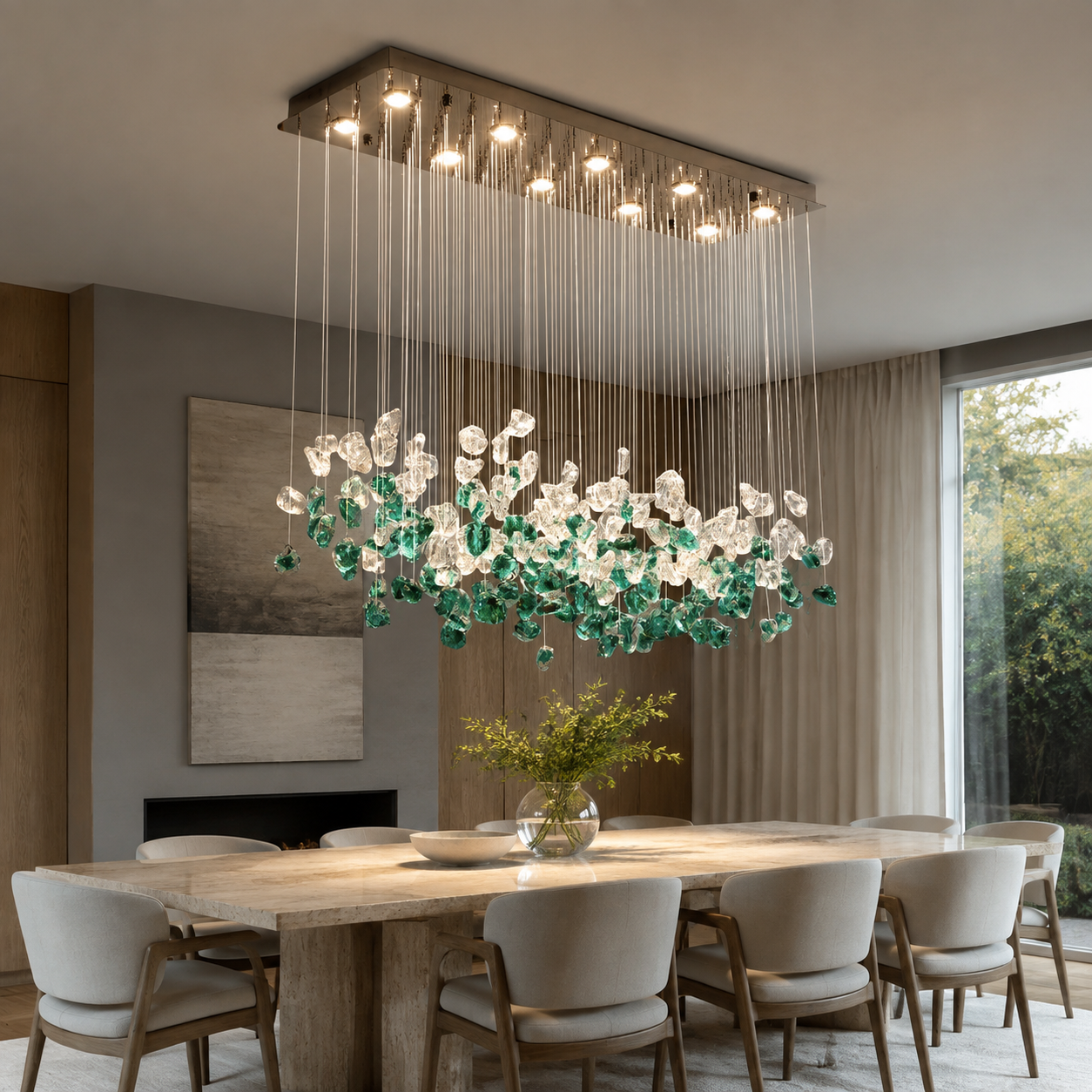 Halo Glass Chandelier in a modern home interior