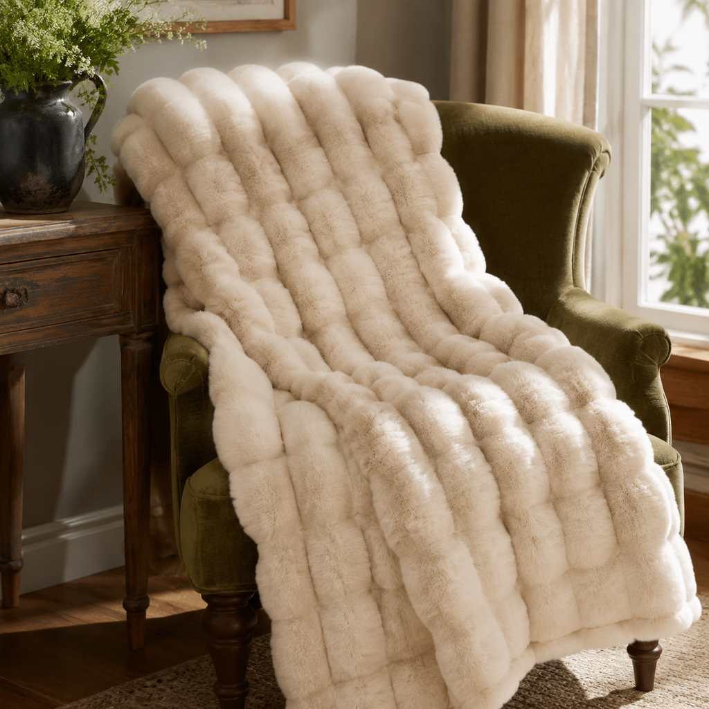 Leni Plush Faux-Fur Throw — Vale & Lume lifestyle