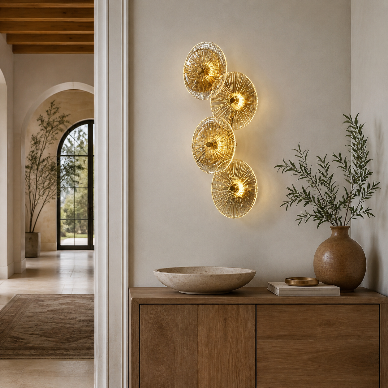 Luna Glass Wall Sconce in a modern home interior