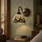 Odette Stained Glass Wall Sconce styled in a cozy Vale & Lume interior