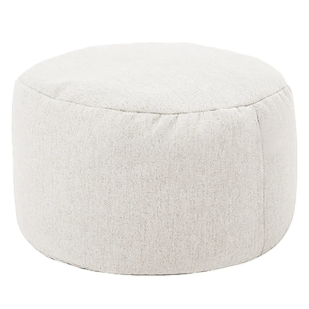 Pippa Upholstered Linen Ottoman — beige white color