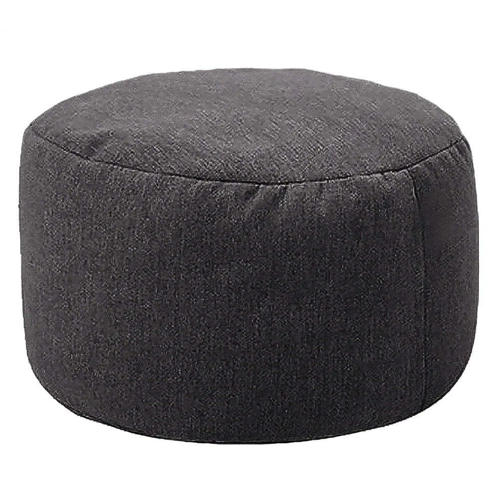 Pippa Upholstered Linen Ottoman — carbon grey color