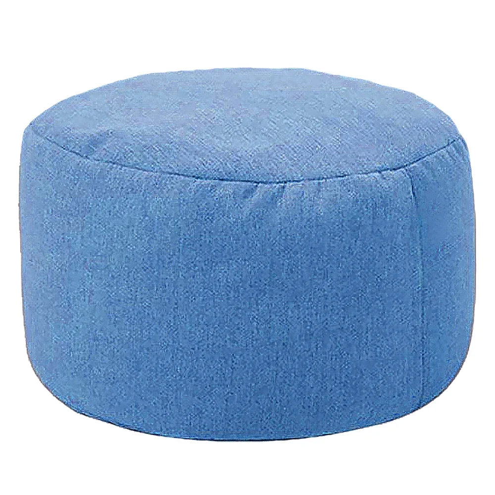 Pippa Upholstered Linen Ottoman — dark blue color