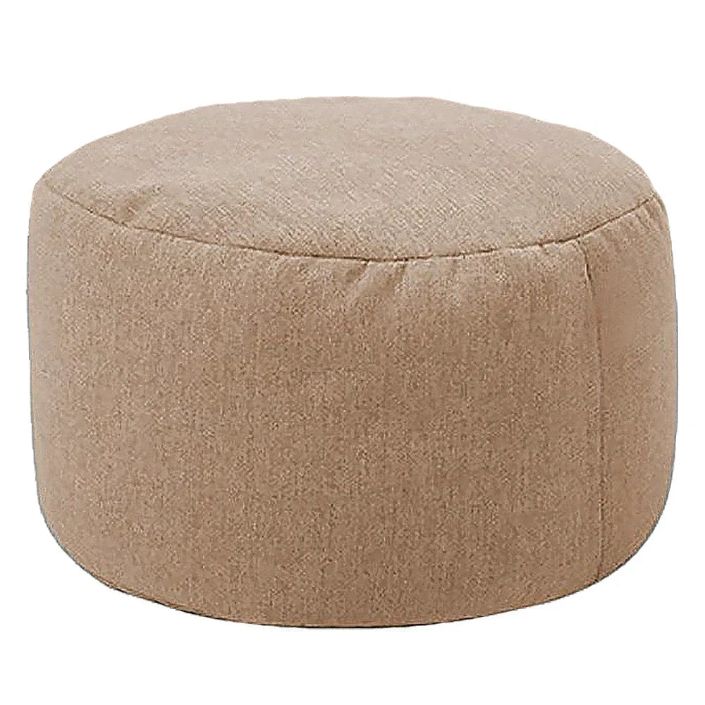 Pippa Upholstered Linen Ottoman — dark khaki color
