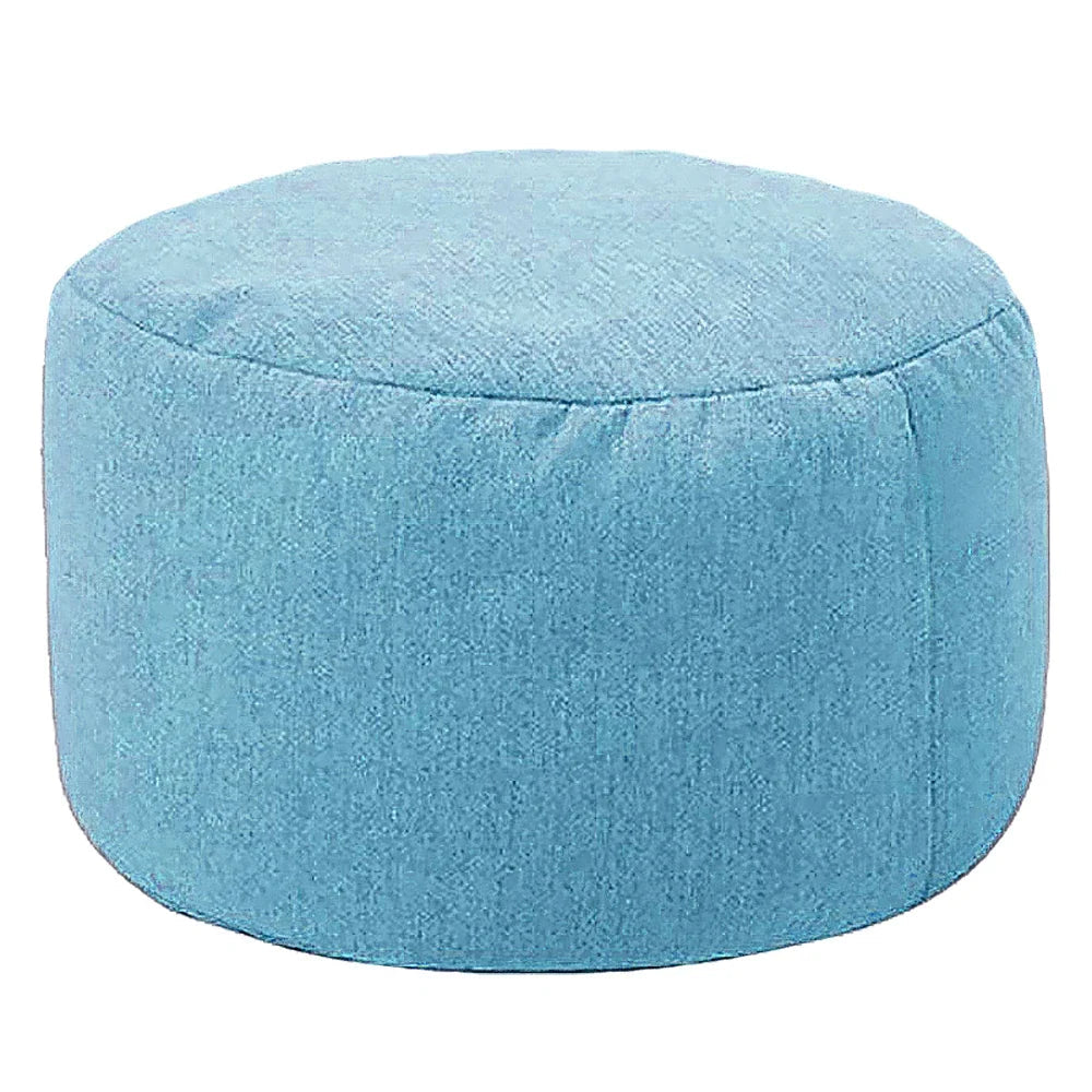 Pippa Upholstered Linen Ottoman — ice blue color