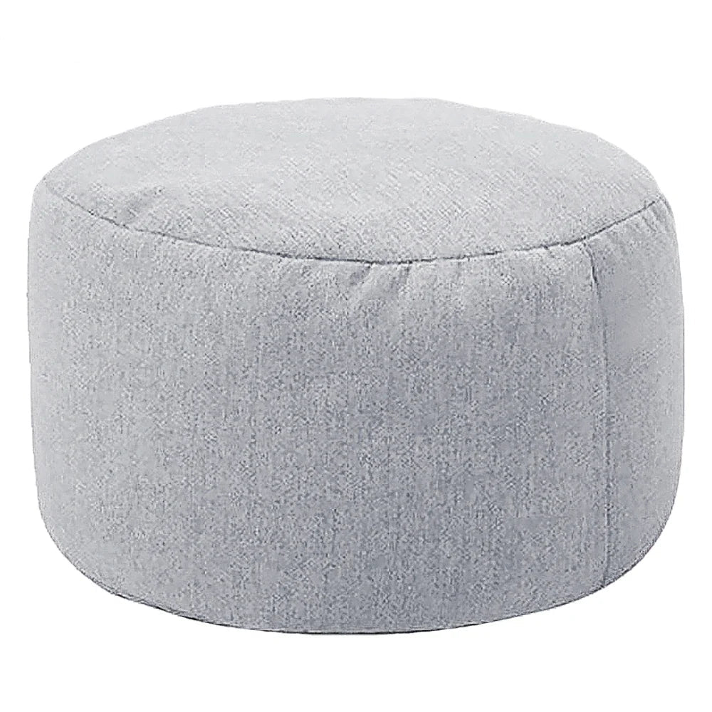 Pippa Upholstered Linen Ottoman — light grey color