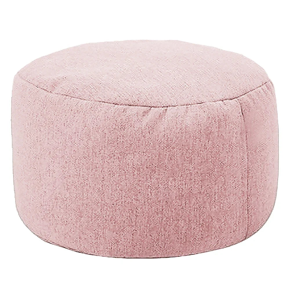 Pippa Upholstered Linen Ottoman — light pink color