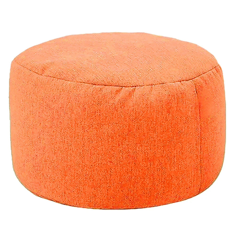 Pippa Upholstered Linen Ottoman — orange color