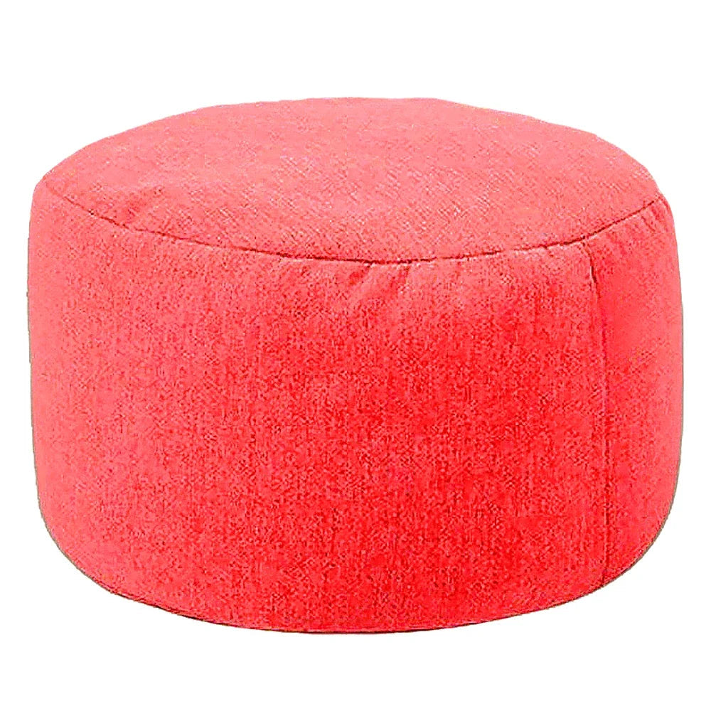 Pippa Upholstered Linen Ottoman — red color