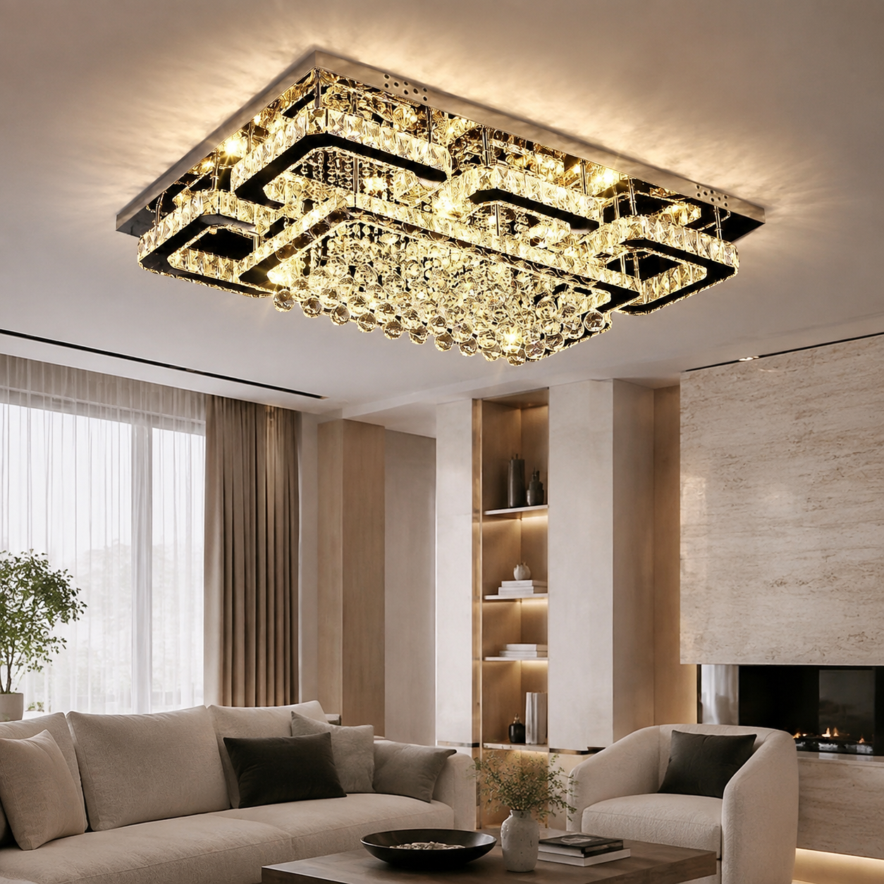 Solenne Crystal Chandelier in a modern home interior