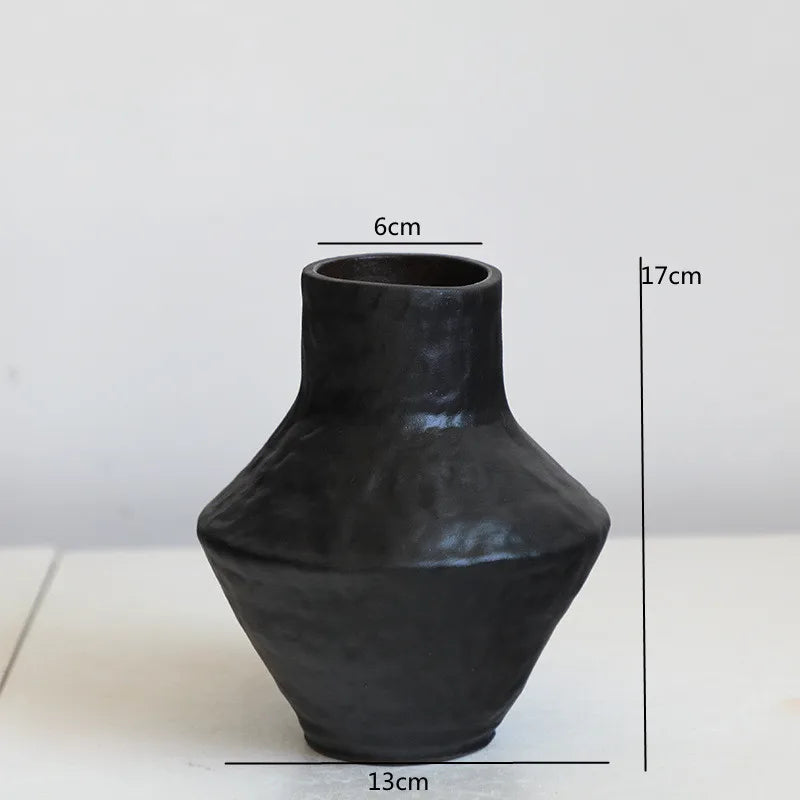 Sora Matte Black Bottle ceramic vase