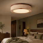 Talin Travertine & Wood Ceiling Light styled in a cozy Vale & Lume interior