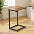 Kit C-Shaped Sofa Side Table — brown wood and black frame alternate angle