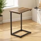 Kit C-Shaped Sofa Side Table — brown wood and black frame alternate angle