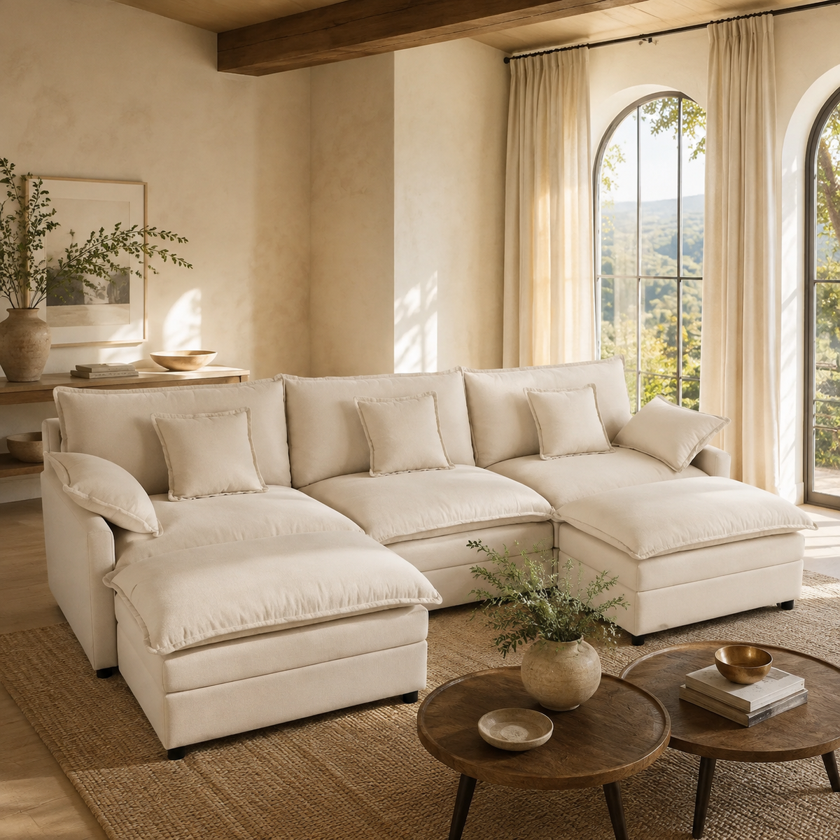 Siena 108-Inch Cloud Sectional in a cozy Vale & Lume interior